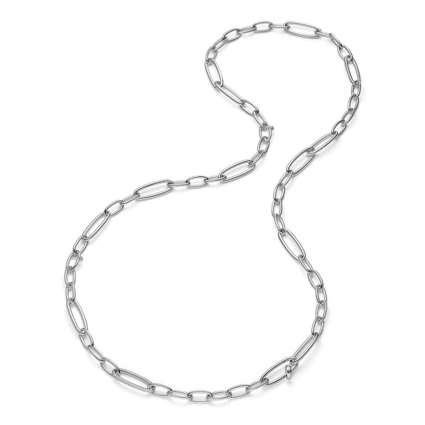         Weißgold, Halsschmuck, IsabelleFa Lange Kette "Dorique" Pavé