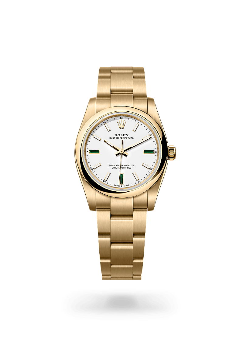 Rolex Oyster Perpetual 34 M124208-0002 Herrenuhr - Oyster, 34 mm, Gelbgold 
