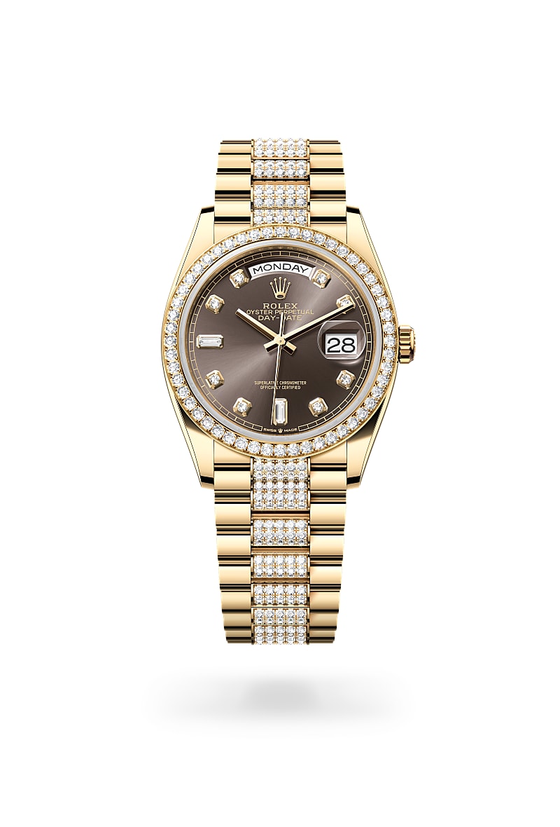 Rolex Day-Date 36 M128348RBR-0007 Herrenuhr - Oyster, 36 mm, Gelbgold mit Diamanten