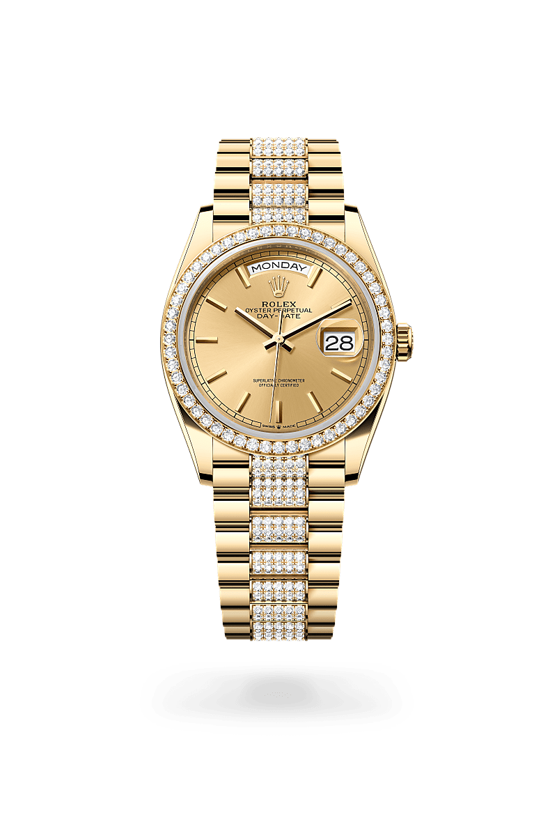 Rolex Day-Date 36 M128348RBR-0027 Herrenuhr - Oyster, 36 mm, Gelbgold mit Diamanten