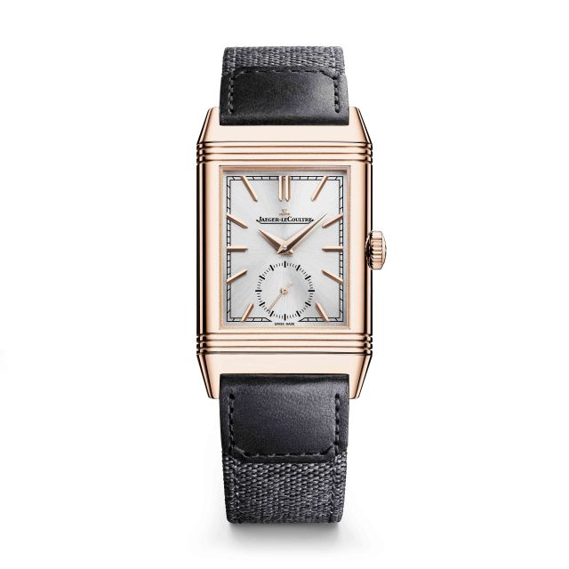 JAEGER-LECOULTRE REVERSO TRIBUTE SMALL SECONDS PINK GOLD SILVER DIAL FRONT