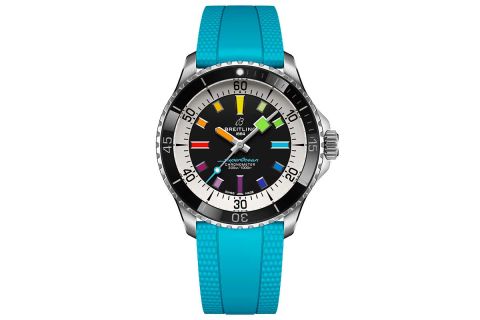 SuperOcean Auto 42 Rainbow A17375211B2S1 Turquoise Soldier